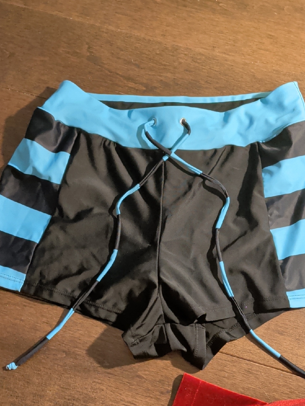 Black‎ & Bright Blue Striped Swim Shorts